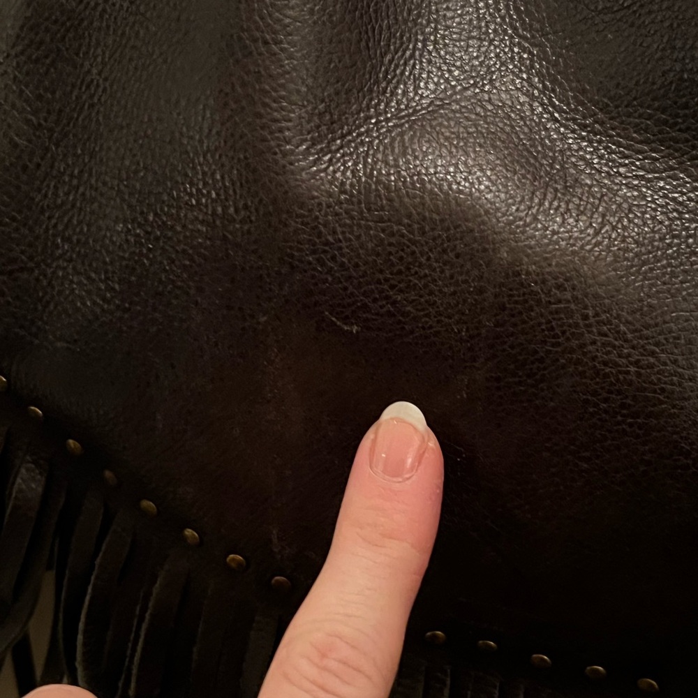 Black Leather Fringe Hobo Bag - Picture 16 of 16